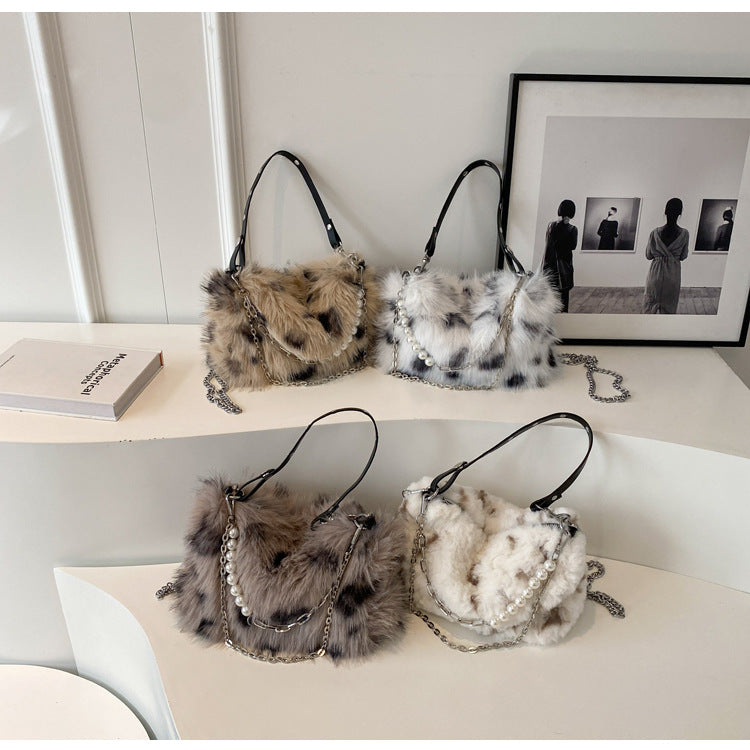 Furry Leopard Handbag
