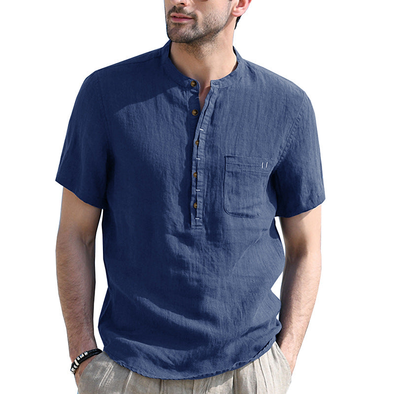 Aule Cotton Linen Henley Shirt