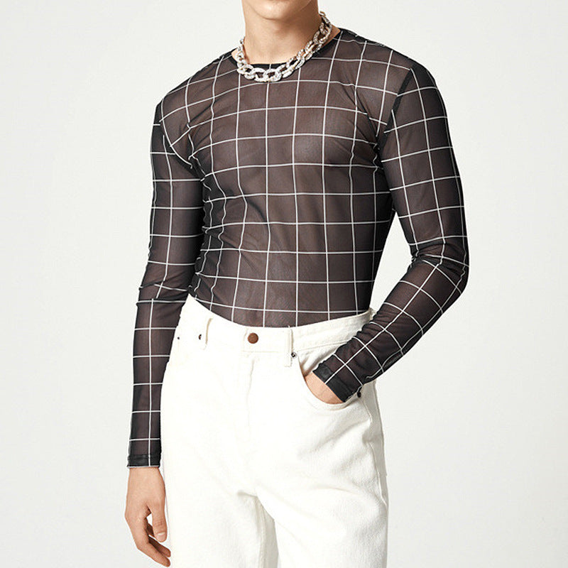 Aule Check Printed Mesh Tee