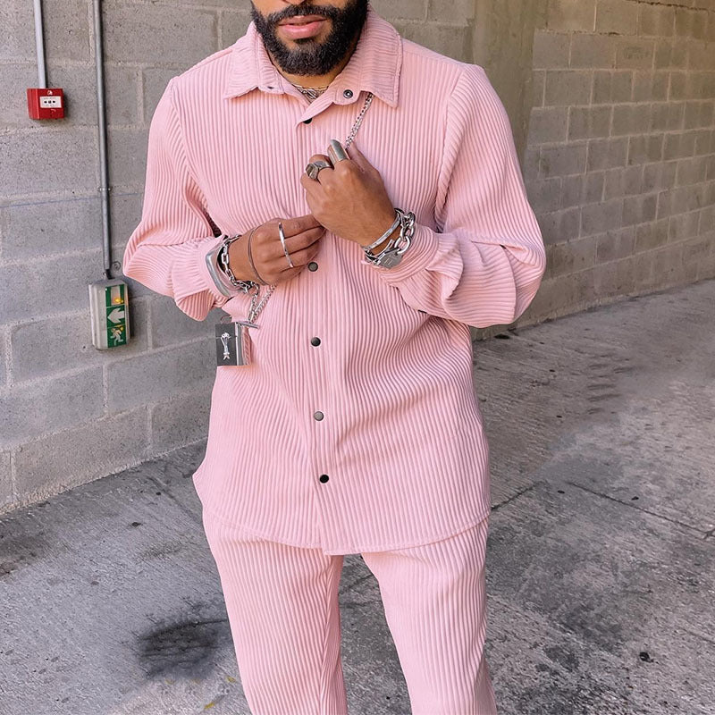 Aule Pink Corduroy Shirt Set