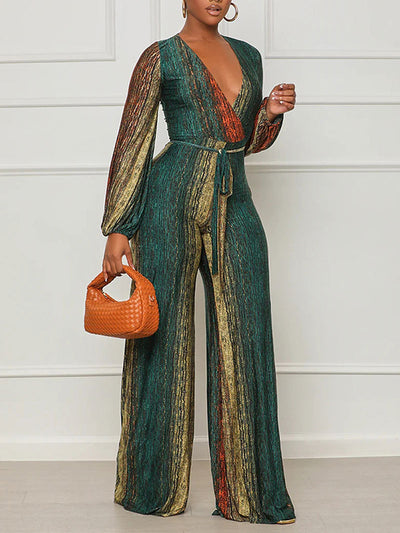 Cross-wrap Wide Leg Long Pants Jumpsuits