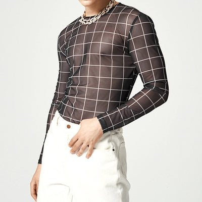 Aule Check Printed Mesh Tee