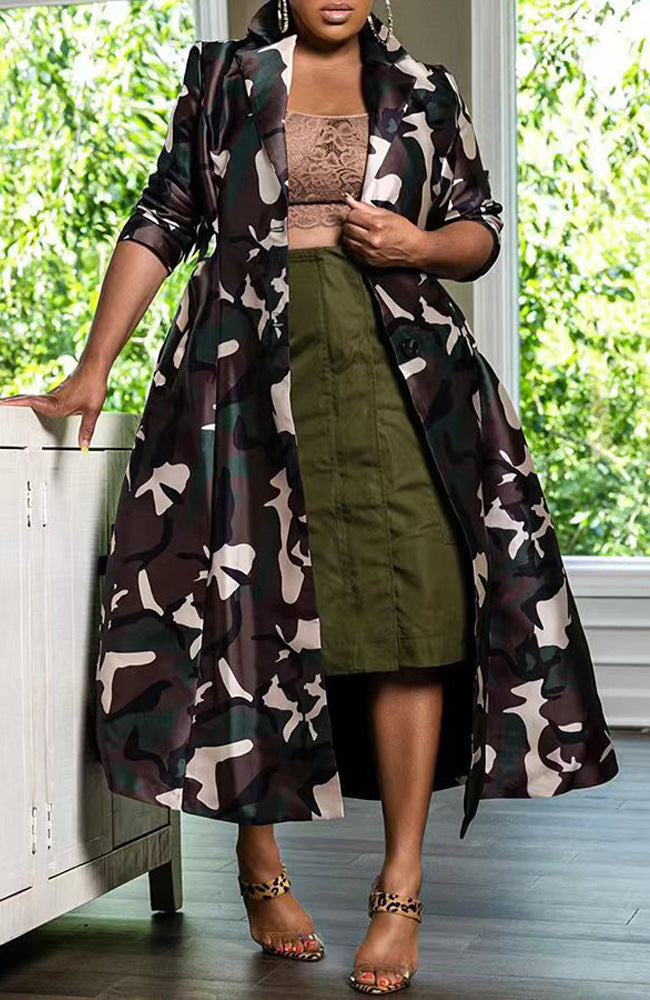 Camouflage Long Sleeve Coat