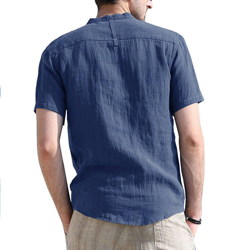 Aule Cotton Linen Henley Shirt