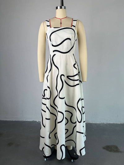 Square Neck Printed Tank Maxi Dress