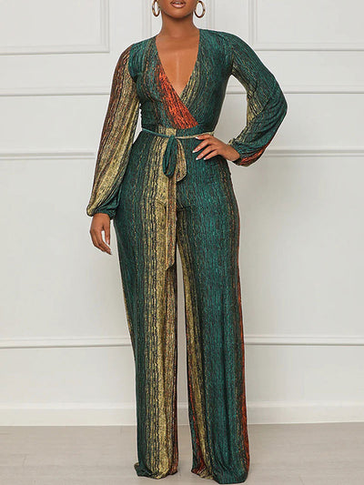 Cross-wrap Wide Leg Long Pants Jumpsuits