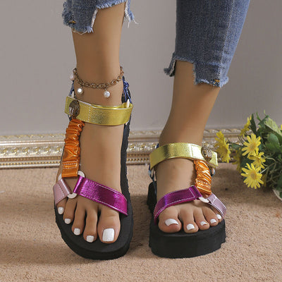 Color Block Velcro Y Sandals