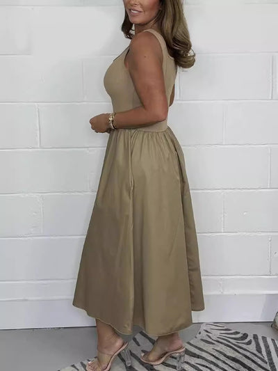 Cinched Waist Tank Maxi Dress