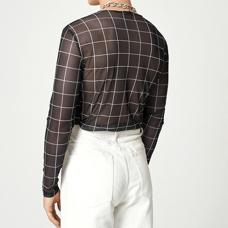 Aule Check Printed Mesh Tee