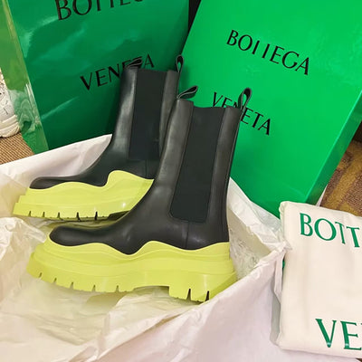 Bottes mi-hautes extensibles à plateforme avec bande élastique