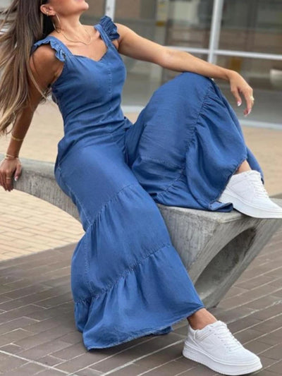 Tiered Flare Long Pants Jumpsuit