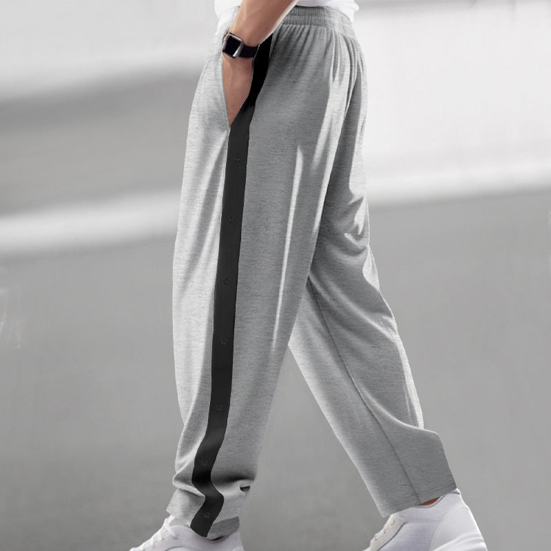 Aule Button Contrast Trim Jogger Pants