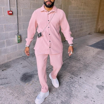 Aule Pink Corduroy Shirt Set