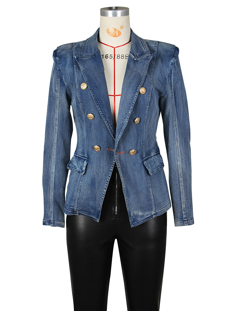 Double Breasted Denim Blazer