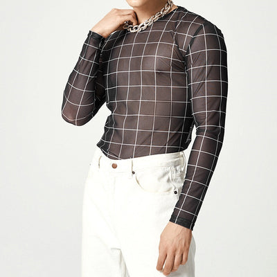 Aule Check Printed Mesh Tee