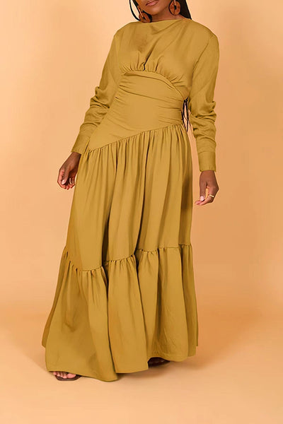 Ruched Tiered Long Sleeve Dress