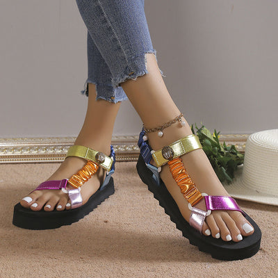 Color Block Velcro Y Sandals