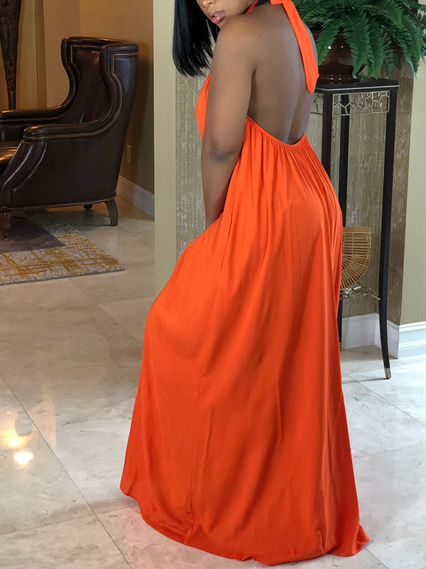 Halter Neck Backless Maxi Dress