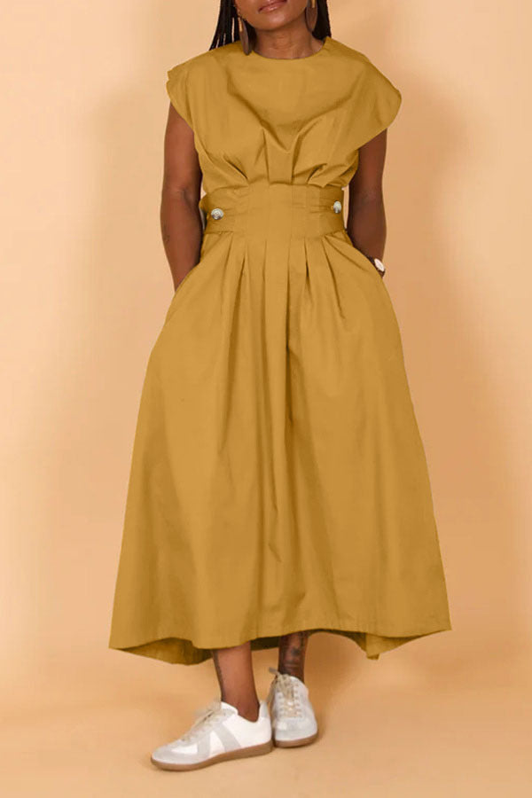 Sleeveless Cinched Waist Maxi Dress