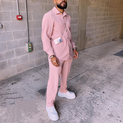 Aule Pink Corduroy Shirt Set