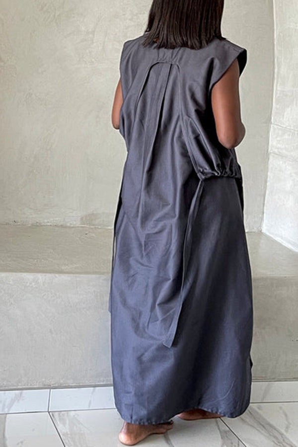 Tencel Denim Sleeveless Maxi Dress