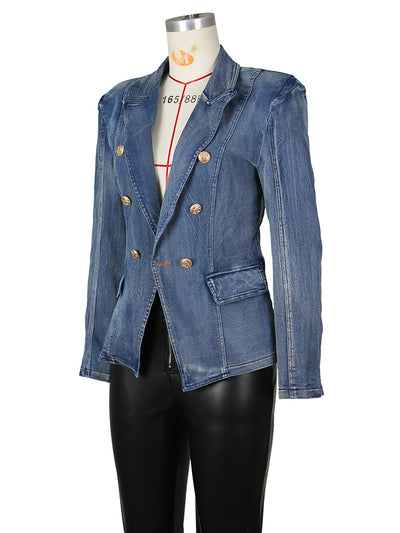 Double Breasted Denim Blazer