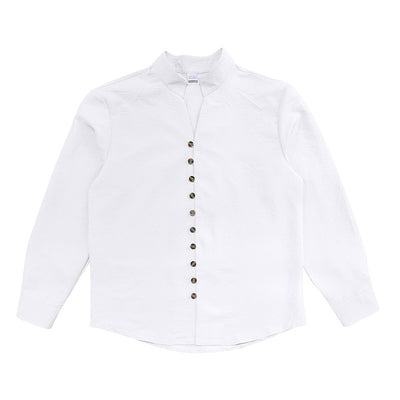 Aule Mock Neck Linen Shirt