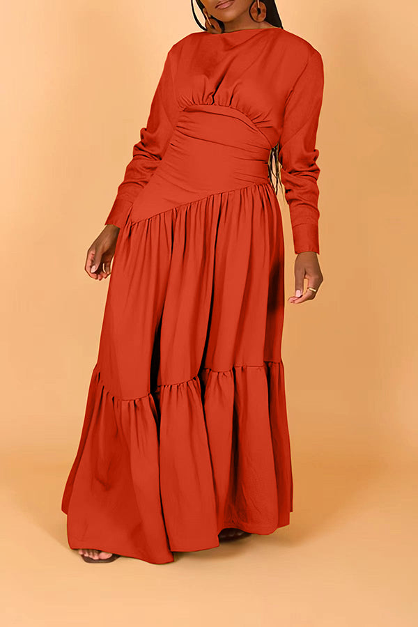 Ruched Tiered Long Sleeve Dress