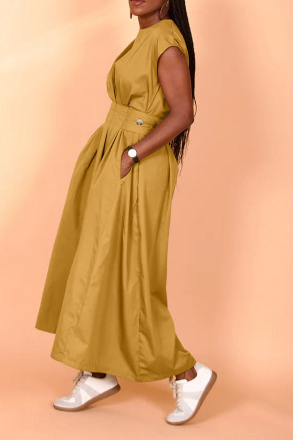 Sleeveless Cinched Waist Maxi Dress