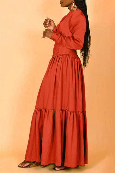 Ruched Tiered Long Sleeve Dress