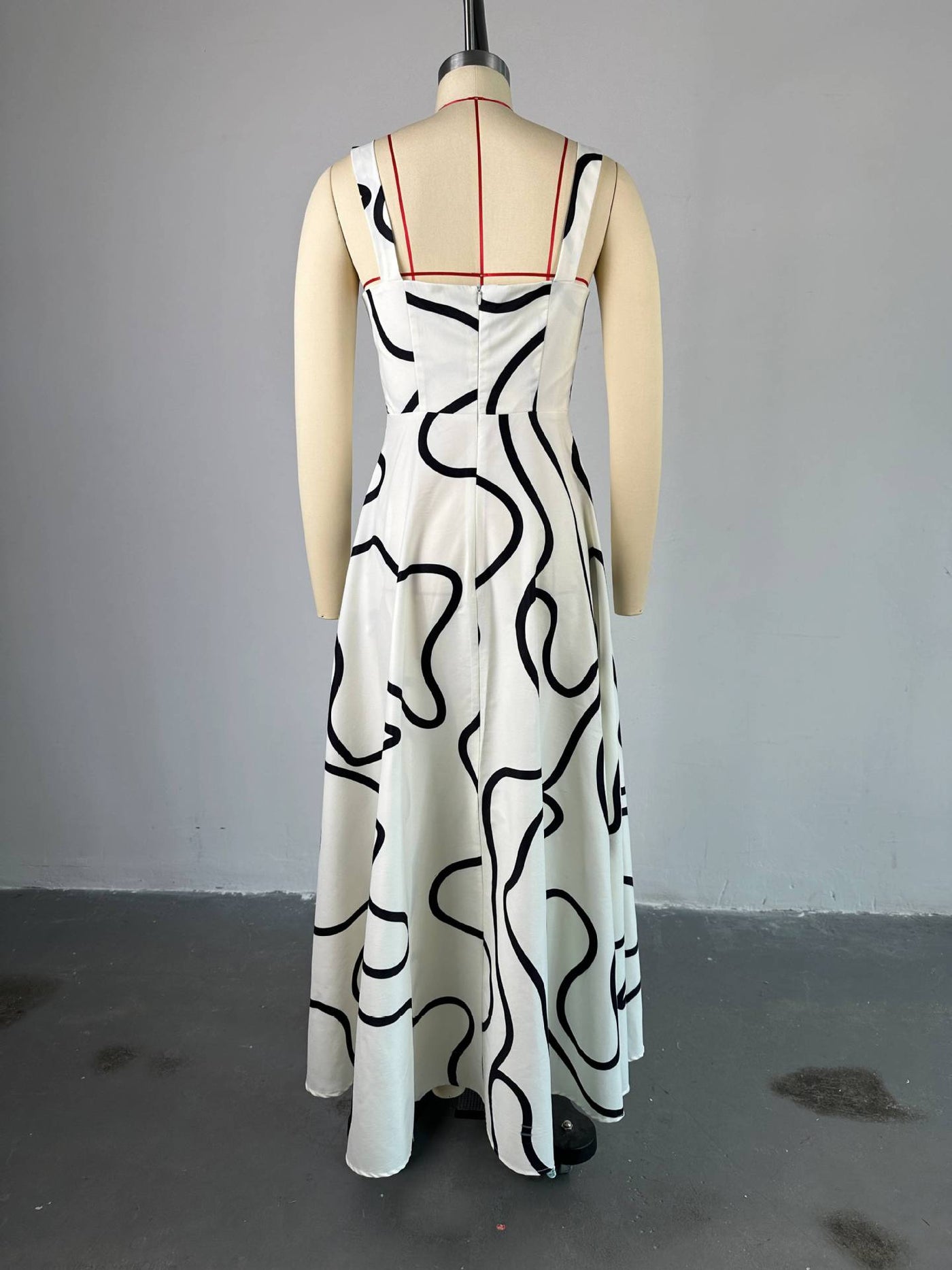 Robe longue imprimée à col carré