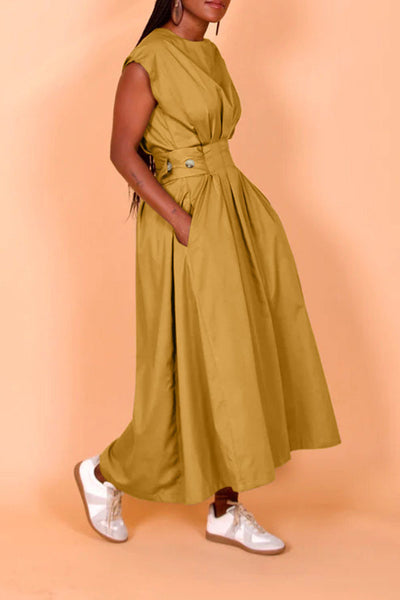 Sleeveless Cinched Waist Maxi Dress