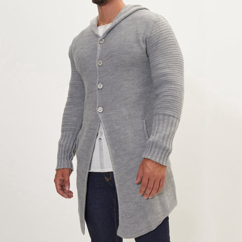 Cardigan long en tricot à capuche Aule