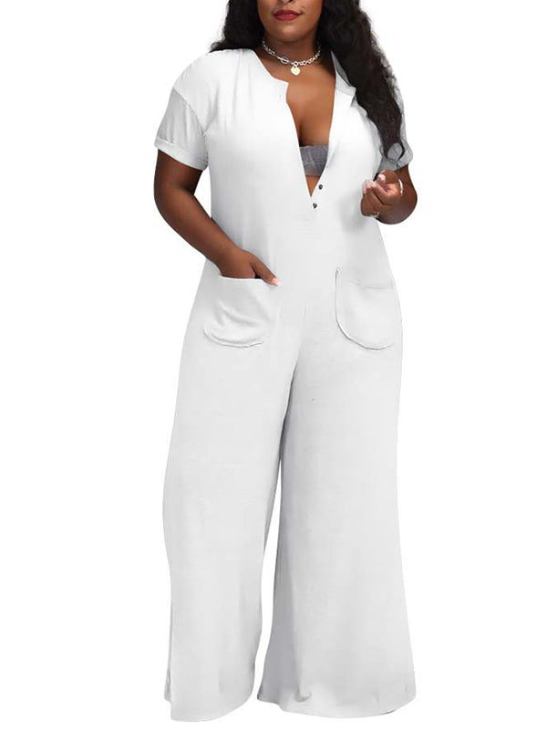 Cozy Button Down Pockets Jumpsuits