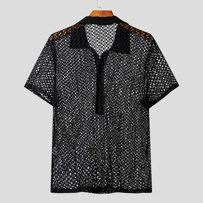 Aule Hollow Out Button Down Polo