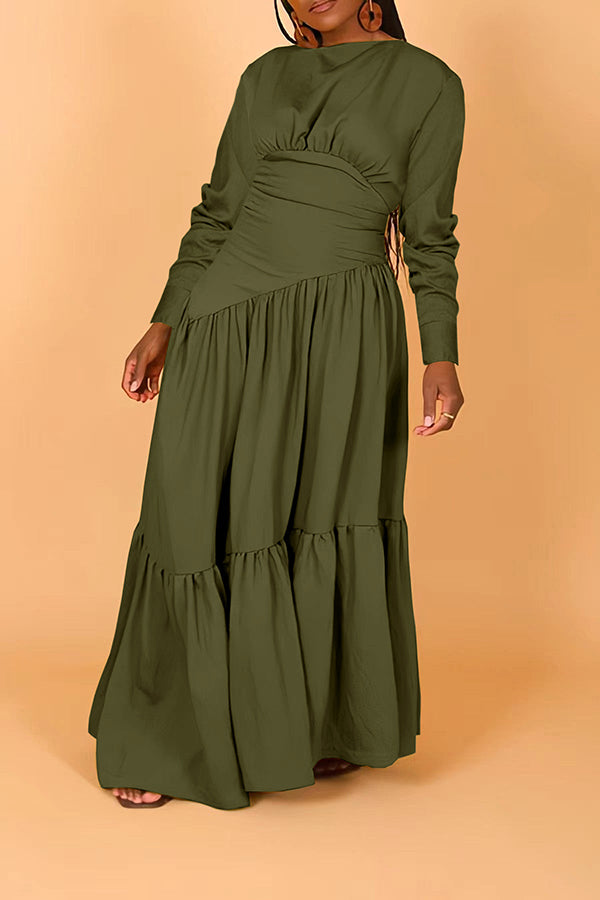 Ruched Tiered Long Sleeve Dress