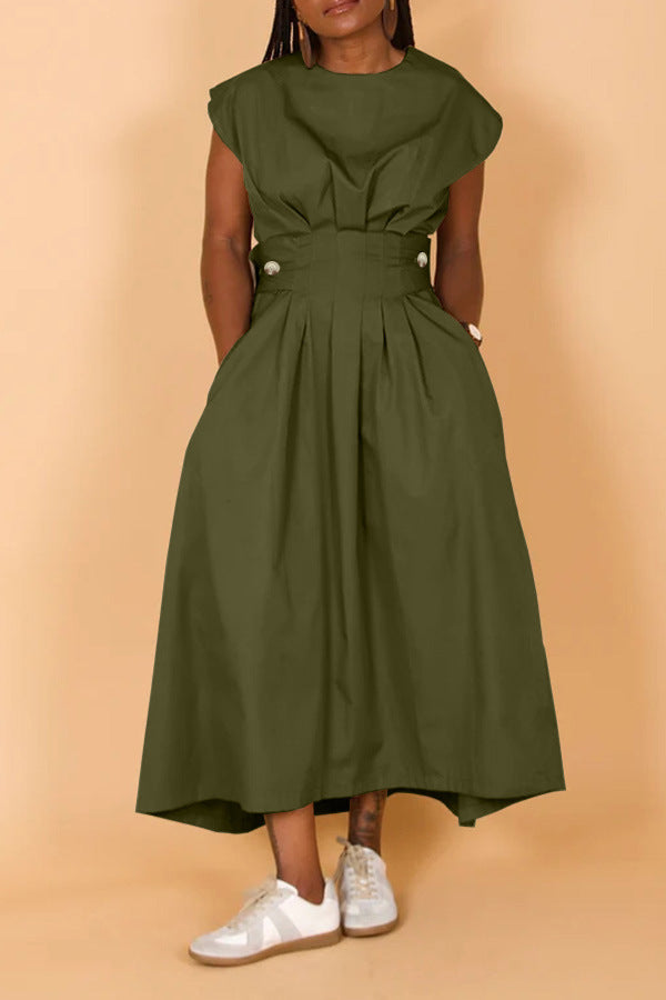 Sleeveless Cinched Waist Maxi Dress