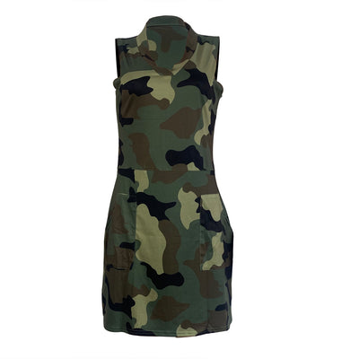 Mini-robe à poches latérales et imprimé camouflage