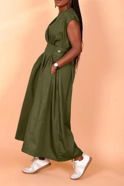 Sleeveless Cinched Waist Maxi Dress