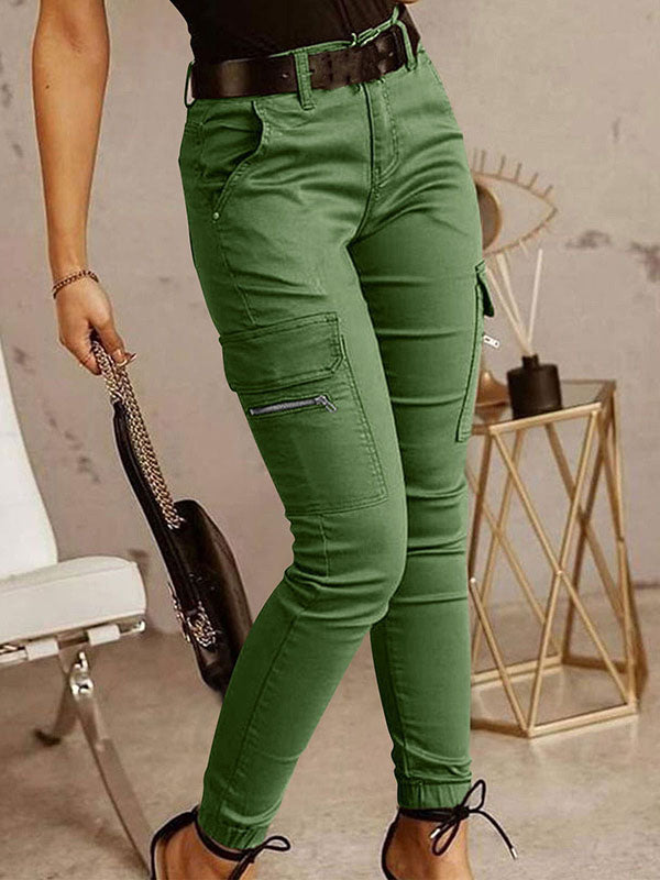 Ziper Pockets Slim Pants