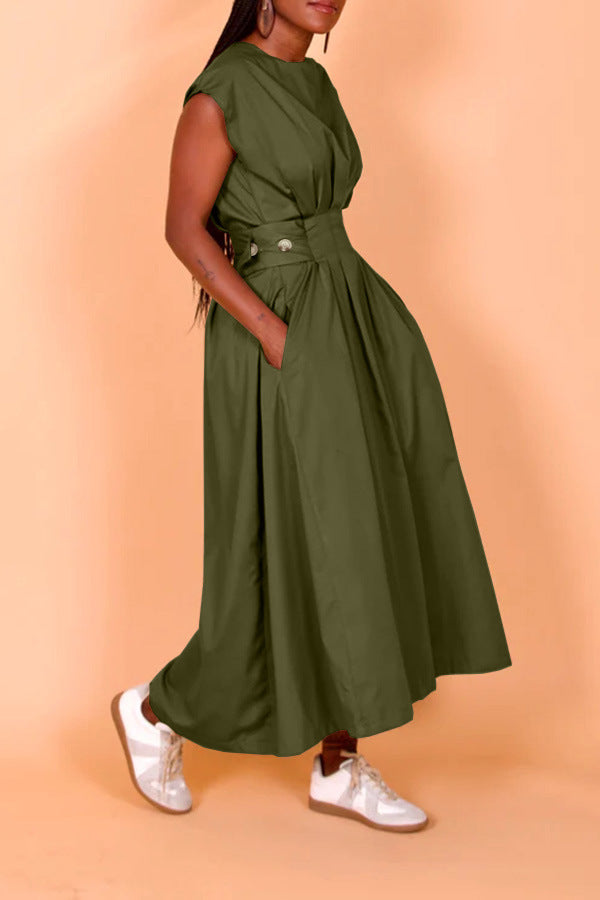 Sleeveless Cinched Waist Maxi Dress