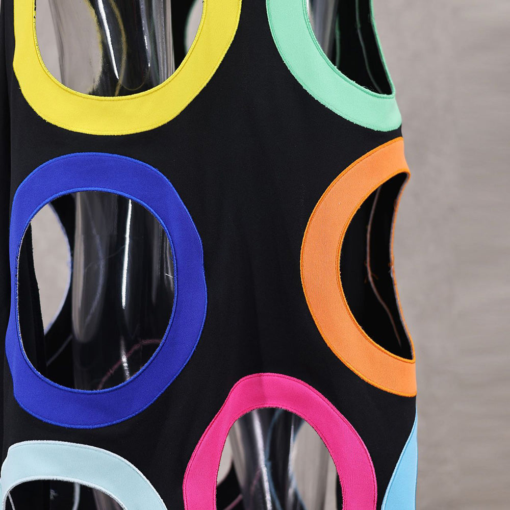 Colorful Circle Sleeveless Maxi Dress