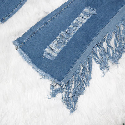 Ripped Distressed Tassel Jeans