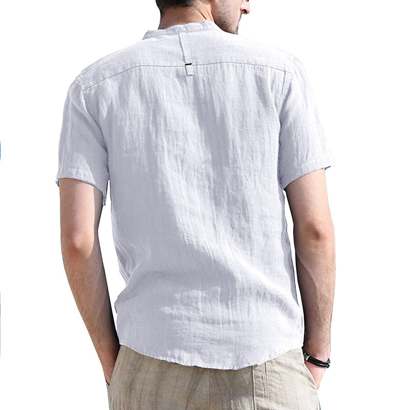 Chemise Henley en coton et lin Aule