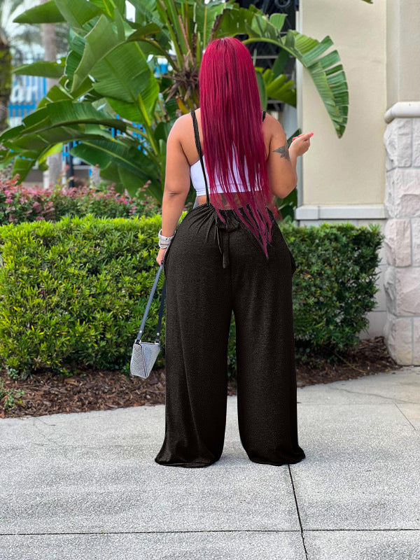 Cozy Simple Wide Leg Long Pants Overalls