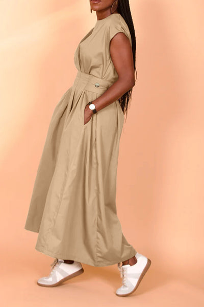 Sleeveless Cinched Waist Maxi Dress