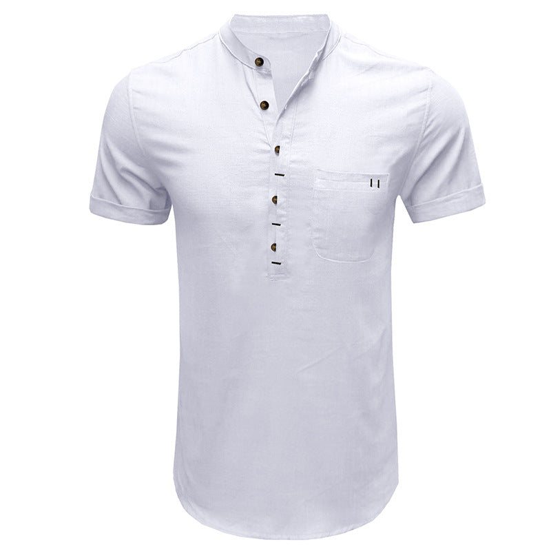 Chemise Henley en coton et lin Aule