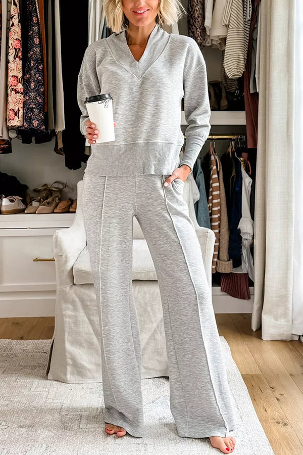 Cozy V-Neck Long Sleeve Set