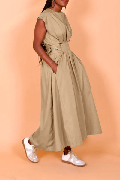 Sleeveless Cinched Waist Maxi Dress