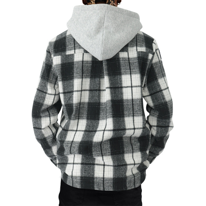 Aule Plannel Check Hooded Shirt